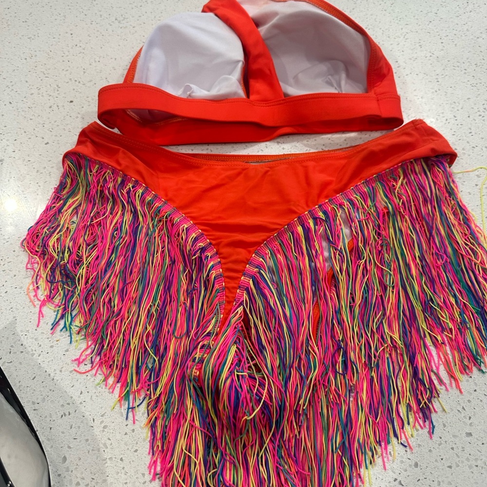 Colorful Fringe two piece bathing suit